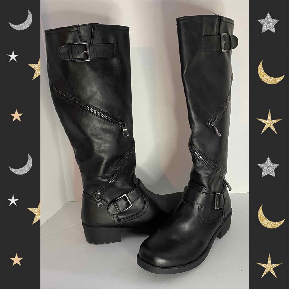 New Vegan Leather Moto Boots